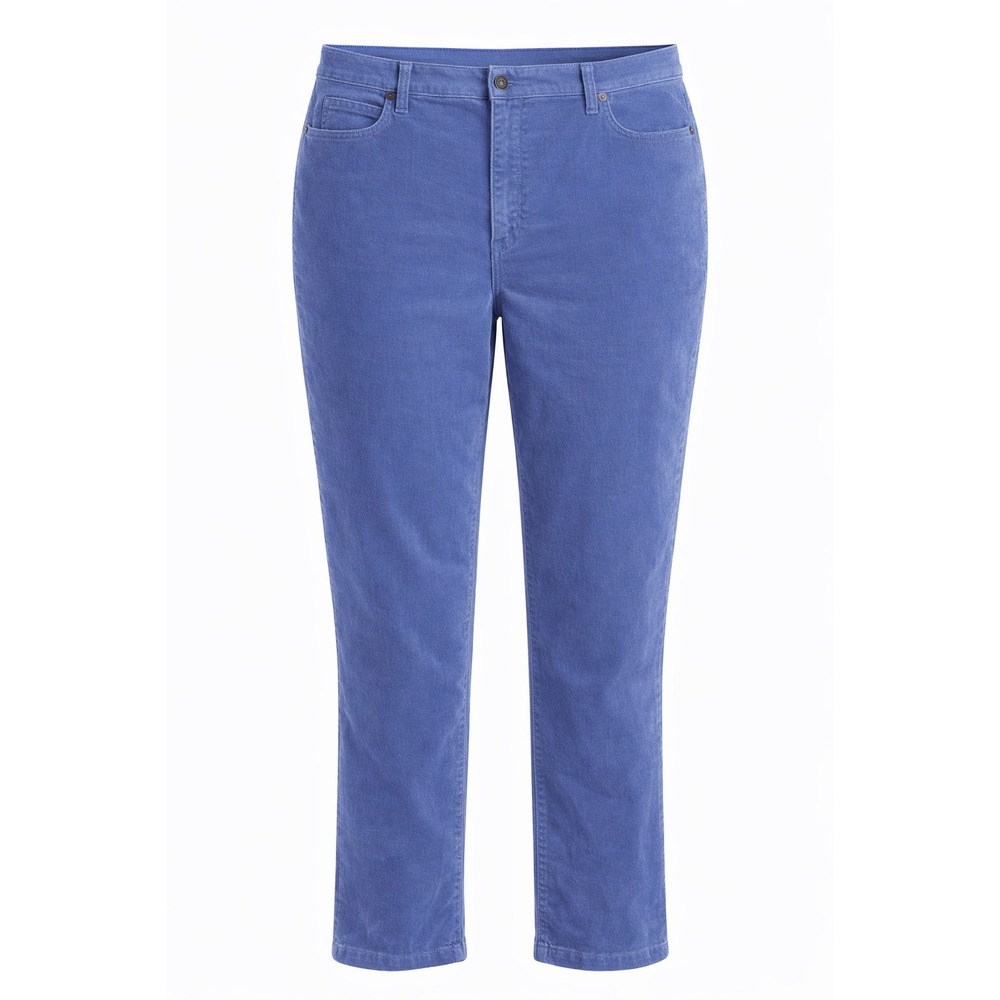 Talbots Womens Corduroy Pants Size 16 Blue Straight Leg High Rise 5-Pocket